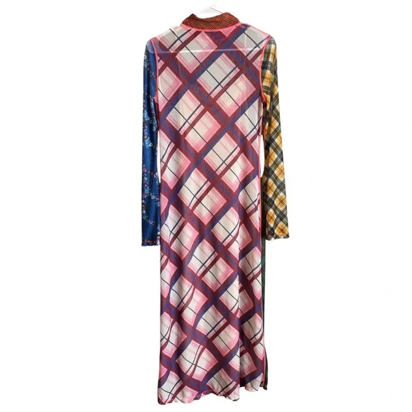 Celia B Anthropologie Multicolor Plaid Sheer Midi Dress - Picture 4 of 7